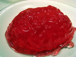 A plate of red jelly